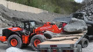 Hitachi ZW 370 Load Big Blocks Strong Hitachi Loader With Chains [upl. by Yecak247]