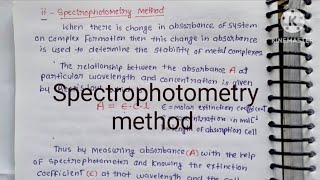 Spectrophotometry method for determination of binary formation constant [upl. by Fax]