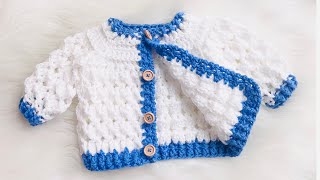 Lindo Sueter Cardigan Chunky para bebes tejido con ganchillo paso a paso super facil crochet [upl. by Ileana]