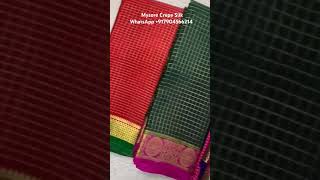 💖Small Checked Pattern Pure Mysore Crepe Silk Sarees  Whatsapp 7904566214 geethusarees [upl. by Danila]