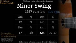 Minor Swing 190 bpm 1937  Gypsy jazz Backing track  Jazz manouche [upl. by Eecyak801]