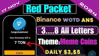 Bitcoin red packet code  Word Of the Day binance today  binance red packet code today [upl. by Louisette372]