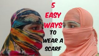 How To Wrap Face With ScarfDupatta In Just 1Minute  5 easy ways to wear a scarf [upl. by Enobe]