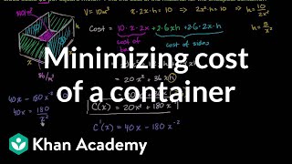 Optimization cost of materials  Applications of derivatives  AP Calculus AB  Khan Academy [upl. by Seena]