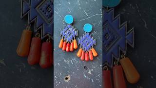 Southwestern Polymer Clay Earrings polymerclayearrings art handmade artprocess sculpey color [upl. by Leinto]