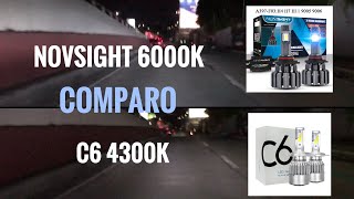 C6 4300k LED amp NOVSIGHT 6000k LED H4 HEADLIGHT COMPARISON [upl. by Hsoj]