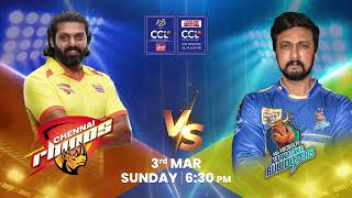 CCL 2024 Match 11  Chennai Rhinos vs Karnataka Bulldozers  Promo  March 3rd from 630 pm [upl. by Euqinor]