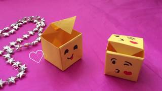 ♡ EMOJI DOOSJE MET DEKSEL VOUWEN ♡ EMOJI KNUTSELEN MET 1 PAPIER  ♡ DIY ORIGAMI ♡ NEDERLANDS [upl. by Antipus334]