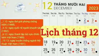 Lịch tháng 122023 Lịch âm hôm nay 2023 Lịch vạn niên 2023 Ngày tốt tháng 122023 [upl. by Eivad]