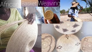 How to weave Namibian basketAfrican traditional techniqueNamibian Youtuber vlog tutorial [upl. by Ahsemit]