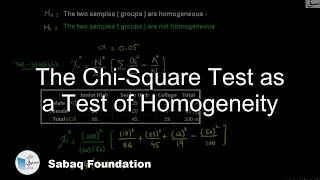 The ChiSquare Test as a Test of Homogeneity Statistics Lecture  Sabaqpk [upl. by Churchill347]