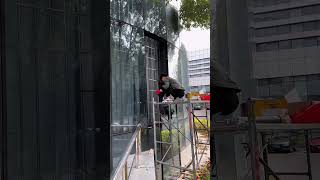 Building reflective glass curtain wall installation process [upl. by Keane618]