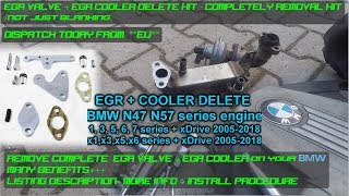 BMW N47 N57 EGR VALVE  EGR COOLER DELETE KIT  COMPLETE [upl. by Eleik]