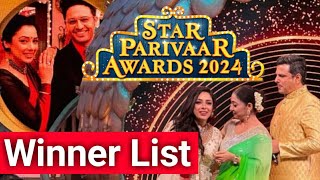 Star Parivaar Awards 2024 Winners List Rupali Ganguly Gaurav Khanna Ankit Gupta Bhavika Sharma [upl. by Ahsetel734]