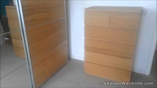 IKEA Pax AULI Mirror and ILSENG Oak Veneer Sliding Door Wardrobe Design [upl. by Lyrem272]