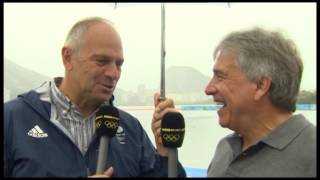 Steve Redgrave gives John Inverdale a soaking during rowing coverage [upl. by Samira694]