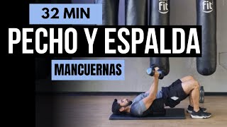 Rutina pecho y espalda con mancuernas en casa 🔥 30 minutos sin repetir ejercicios [upl. by Adan]