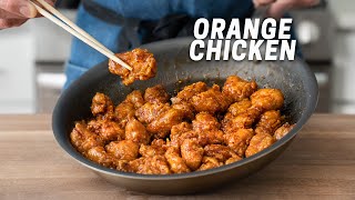 CRISPY TAKEOUT ORANGE CHICKEN No Wok Required [upl. by Anselm]