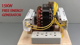 I make 220v 15kw amazing electric generator from washing machine motor with light bulb transformer [upl. by Attennyl647]