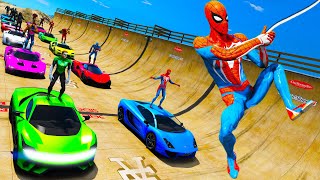 Homem Aranha e Heróis com Carros Jet Ski Aeronave New Challenge GTA V and music SPIDERMAN mod [upl. by Thurston274]