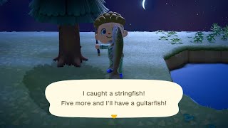 HOW TO CATCH A STRINGFISH  Animal Crossing New Horizons [upl. by Latvina]