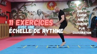 11 EXERCICES AVEC ECHELLE DE RYTHME AGILITÉ COORDINATION PROPRIO PLIO RENFO CARDIO [upl. by Kire]