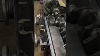 Setting up a crankshaft with a dial indicator getting it ready for grinding [upl. by Aik]