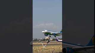 airplane aviation uzbekstan landing airbus planespotting uzbekistanairways [upl. by Horwath]