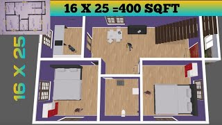 16X25 Small Home Plan2BHK House Design400Sqft Ghar Ka NakshaMakan Drawing [upl. by Asserrac]