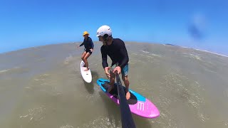 DOWNWIND SUP FOIL in BRAZIL Balz Muller radiculo and Oda Johanne  Parawing vs paddle [upl. by Cyma140]