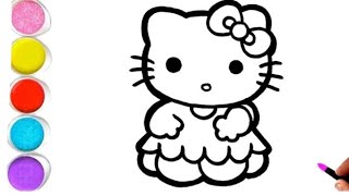 Beautiful Hello Kitty Drawing Painting amp Coloring for Kids and Toddlers  Kids Art [upl. by Bo181]