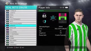 PES 2018 Real Betis 2005 Classic Legends Stats [upl. by Wilmer569]