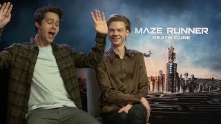 Dylan OBrien pretends to be on a roller coaster ride MAZE RUNNER THE DEATH CURE interview [upl. by Libna]