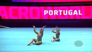 Portugal 2 POR  2022 Acrobatic Worlds Baku AZE  Dynamic Qualification Womens Pair [upl. by Bocyaj]