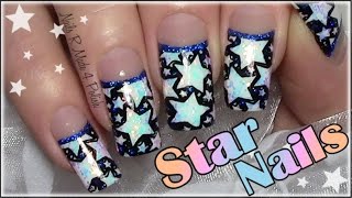 Glitzer Nägel mit Sternen  Stamping Nageldesign Silvester  Star Nail Art New Years Eve [upl. by Cann]