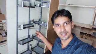 Kitchenमें Pantry Unit कैसे fitting करते हैं install SS Glass Baskets ग्लास पैंट्री यूनिट Pullout [upl. by Gussy]