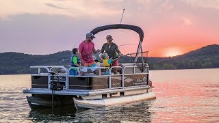 SUN TRACKER Boats BASS BUGGY 16 DLX Fishing Pontoon [upl. by Ahsiekrats679]