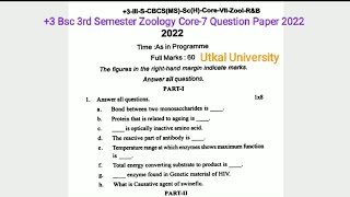 3 Bsc 3rd Semester Zoology Honours Core7 Question Paper 2022  Utkal University [upl. by Doownil663]