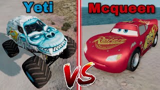 The abominable YETI chasing Lightning McQueen  Funny Disney cars Race [upl. by Tiffy]