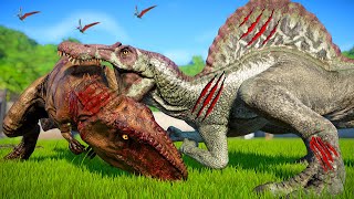 Jurassic World Evolution  Spinosaurus Vs Giganotosaurus Carnotaurus StegosaurusStegoceratops JWE [upl. by Mungam]