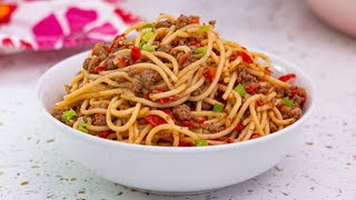 MINCED MEAT SPAGHETTI  MINCED MEAT PASTA  SPAGHETTI MINCE  THE KITCHEN MUSE [upl. by Leimad505]