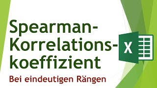 Spearman Rangkorrelationskoeffizient mit eindeutigen Rängen in Excel berechnenAnalyiseren Excel44 [upl. by Narat]