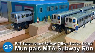 Munipals MTA R44 Staten Island Railway Clifton Station amp Yard Subway Run Trainman6000 [upl. by Keily]