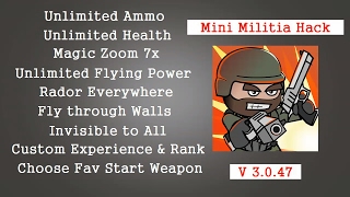 Mini Militia v3047 unlimited hack 2017  No Root [upl. by Nodlew]