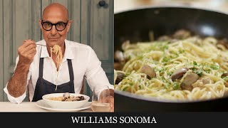 Stanley Tucci Makes Spaghetti Vongole  Tucci™ by GreenPan™ Exclusively at Williams Sonoma [upl. by Harihat]