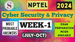 Cyber Security and Privacy  Week1 Assignment Answers 2024  NPTEL nptel2024 [upl. by Arahs]