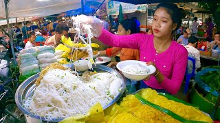 Best Cambodian street food  So Delicious Noodles Yellow Pancake Spring Rolls  Tuol Tompoung [upl. by Niles]