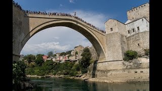 Extremely dangerous jump from Stari Most bridge Mostar [upl. by Nove]