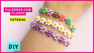 COMO HACER PULSERA DE FLORES CON MOSTACILLAS 🌼 FÁCIL PASO A PASO  pulserasdeflores [upl. by Zirtaeb54]