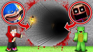 Mikey and JJ Found Longest Scary Shin Sonic and Mimic Tunnel at Night in Minecraft  Maizen [upl. by Shuler328]